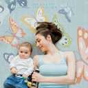 STARUIA Girls Rugs for Bedroom, 3x5 Washable Kids Rugs for Playroom, Non Slip Soft Kids Room Nursery Butterfly Rug, Non Shedding Baby Carpet for Daycare Castle Dorm Indoor Decor(Blue,3'x5')