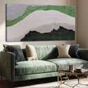 MLART99 Modern Abstract Green Black and White Canvas Wall Art Textured Nature-Inspired Grey Painting for Living Room Bedroom Office Contemporary Decor 24x48 Inch