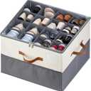 Shoe Organizer for Closet, 1 Pack Shoe Storage Container with Adjustable Dividers, Space Saving Shoe Box Storage Organizer Bin with Clear Lid and 4 Handles, Fits 8-16 Pairs, Beige & Grey