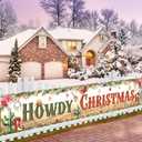 Western Christmas Decorations Yard Banner, Howdy Christmas Decorations Hanging Door Banner Patio Hanging Cowboy Banner for Holidays Party Decor