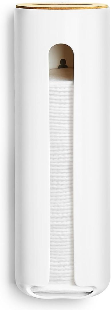 Cotton Pad Holder, Wall Mounted Cotton Rounds Holder Dispenser Face Pad Holder Makeup Organizers Containers for Bathroom (White)