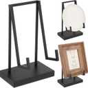 Shimeyao Metal Display Easel Stand 6 x 4 x 3 Inch Black Tabletop Easel Stand Modern Abstract Tabletop Display Holder for Books Plate Photo Frame Artwork Record Albums