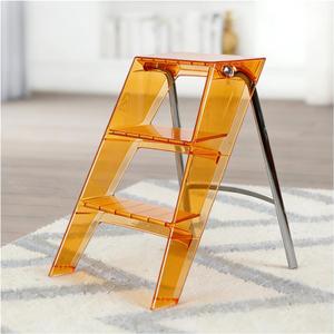 Acrylic Step Ladder, 3 Step Clear Folding Step Stool with Anti-Slip Steps, No Assembly 350lbs Capacity Foot Stool, Modern Decorative Display Rack, Plant Stand, Photography Props