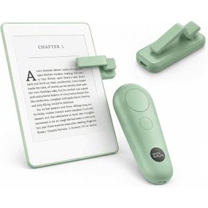 RF Remote Control Page Turner with Upgrade LCD Power Display, Wireless Reading Clicker for Kindle Paperwhite Kobo Oasis iPad, Phone Camera Remote Trigger (Green)