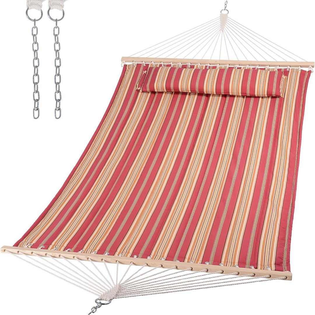 Castaway Living 13 ft. Double Traditional Hand Woven Cotton Rope Hammock 2-Person, 450 lb Capacity, Free Extension Chains & Tree Hooks, Designed in The USA