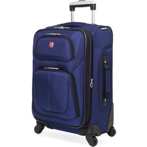 SwissGear Sion Softside Expandable Luggage  Carry-On Suitcase with 360 Degree Wheels & Retractable Handle  21 Inch, Perfect for 1-3 Night Trips  Blue