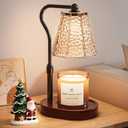 Candle Warmer Lamp with Timer Dimmable, Height Adjustable Wax Melt Warmer for Home Decor & New Home Bedroom, Vintage Candle Lamp for Scented Wax Jar Candles with 2 Bulbs, Birthday Gift for Women & Moms (Walnut)