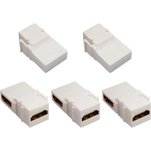 90 Degree HDMI Keystone Adapter Gold Plated Right Angle HDMI Female to Female Keystone Jack Insert 3D 4K 60HZ Coupler Adapter for Wall Plate (White/5 Pack)
