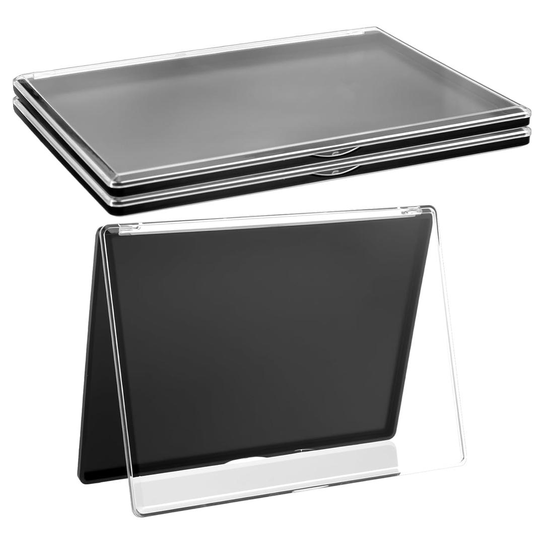 3 Pack Magnetic Makeup Palette with Clear Top, Empty Eyeshadow Pan Dispensing Storage Box with 40Pcs Adhesive Metal Stickers for DIY Cosmetics Lipstick Blush Powder-9.25X6.57Palette