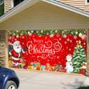 Christmas Garage Door Cover, 13x6ft Large Garage Door Christmas Decorations, Santa Claus Snowman Cover Banner Backdrop for Xmas Indoor Outdoor Decor Party Photo Background Decoration (Red)