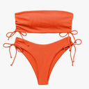 Milumia Women's 2 Piece Bandeau Bikini Sets Rib Knit Drawstring High Cut Swimsuits, Size -XL