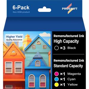 232XL Ink Cartridges Combo Pack Remanufactured Replacement for Epson 232 Ink Cartridge 232XL 232 XL Works with WF-2930, WF-2950, XP-4200, XP-4205 Printer (3 Black, Cyan, Yellow, Magenta)