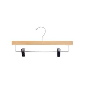 NAHANCO 6214RCCHHU 14 Wooden Pant Skirt Hanger with Chrome Hook and Clips, Natural (Pack of 25)