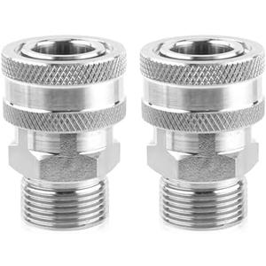 NQEUEPN 2pcs Fast Connect Pressure Washer Fittings, Stainless Steel Pressure Water Gun Connectors 1/4 Fast Connect Plug(External Thread), Set of 3