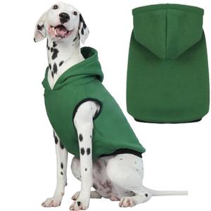ROZKITCH Dog Hoodie & Sweatshirt - Puppy Warm Fleece Sweater with Leash Hole, Christmas Outfit for Small Dogs & French Bulldog - Green