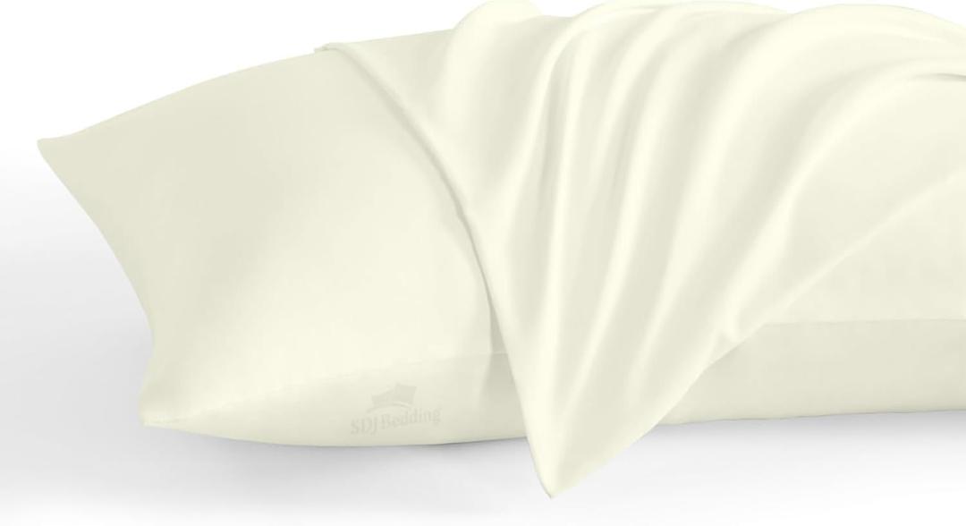 Pillowcase 16 x 22 Inch, Egyptian Cotton Set of 2 Pillowcase Zipper Closure 600 Thread Count Count - Travel 16x22 Zipper, Ivory Solid