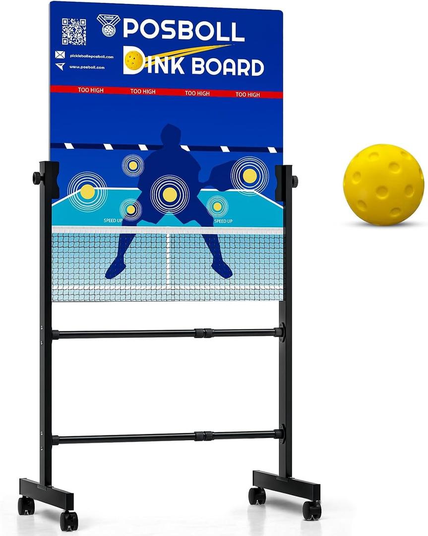 Pickleball Practice Board&Dink Rebounder with Stand Pickleball Wall for Practice Dink Board for Pickle Ball Training Adjustable Pickle Ball Practice Rebounder Pad Portable Dink Guru, Posboll Pickleball Practice Board