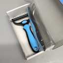 Docrok Pet Grooming Combo - Blue Deshedding Brush with Metal Comb for Detangling and Dematting Long, Matted Fur on Cats and Dogs