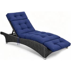 Outdoor Chaise Lounge Cushions, Waterproof Non-Slip Thickened Lounge Chair Cushion with Ties, Replacement Patio Pool Recliner Cushions for Outdoor Furniture, 74.4x21.7x4.5 Inches (Blue)