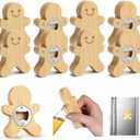 Vesici 12 Pcs Magnetic Bottle Opener 2.5in DIY Bamboo Gingerbread Man Shape Beer Openers Wooden Fridge Magnet Refrigerator Sticker Gift for Beer Lover Wedding Guest Kitchens Bars Parties