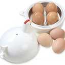 Microwave Egg Boiler, 4 Eggs Boiler Cooker Microwave Egg Steamer, Microwave' Eggs Boiler with Lid for Soft/Hard Boiled Eggs' Microwavable Egg' Poacher Cooking Kitchen Tools (COLOR:White)