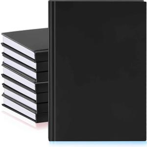 Henoyso 6 Pcs A5 Blank Notebooks Journals Bulk 100 Sheets/200 Pages Unlined Craft Notebooks Kraft Sketchbooks Hardcover for Writing Drawing for Gifts Students School Office, 8.3 x 5.7 in (Black)