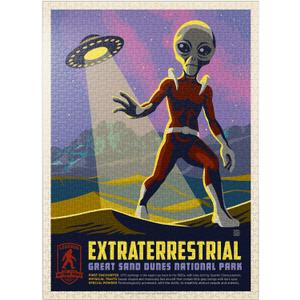 MyPuzzle Legends of The National Parks: Great Sand Dune's Extraterrestrials, Vintage Poster - Premium 1000 Piece Jigsaw Puzzle for Adults