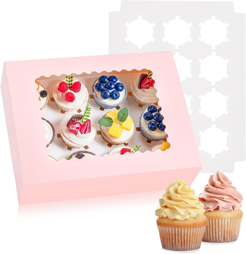 12PCS Cupcake Boxes Hold Cupcakes, Cupcake Containers with Window