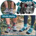 EBMORE 6 Pairs Merino Wool Ankle Hiking Running Socks Compression Support Thick Cushion No Show Socks for Men Women (Gray, L)