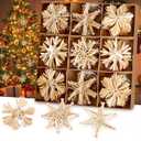 45PCS Straw Star Snowflake Ornaments Set, Scandinavian Christmas Decorations, Denmark Norway Nordic Straw Snowflake Ornaments for Christmas Tree, Wreath, Garland Decor
