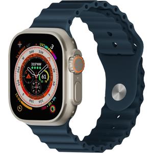 HeiKe Ocean Soft Silicone Bands for Apple Watch Ultra 3 Ultra 2 1 Band 49mm 46mm 45mm 44mm 42mm 41mm 40mm 38mm Men Women,Sport Breathable Wristband Strap for iWatch Series 11 10 9 8 7 6 5 4 3 2 1 SE (Blue)