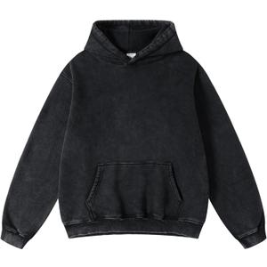 hathne Men's Oversized Hoodies Sweatshirt Cotton Wash Hooded Baggy Pullover Hoodies Vintage Winter Spring (Large, Black)