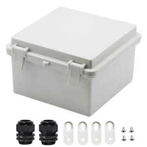 Zulkit Junction Box ABS Plastic Dustproof Waterproof IP65 Electrical Boxes Hinged Shell Outdoor Universal Project Enclosure with 2 Cable Glands 5.9 x 5.9 x 3.5 inch (150x150x90 mm)
