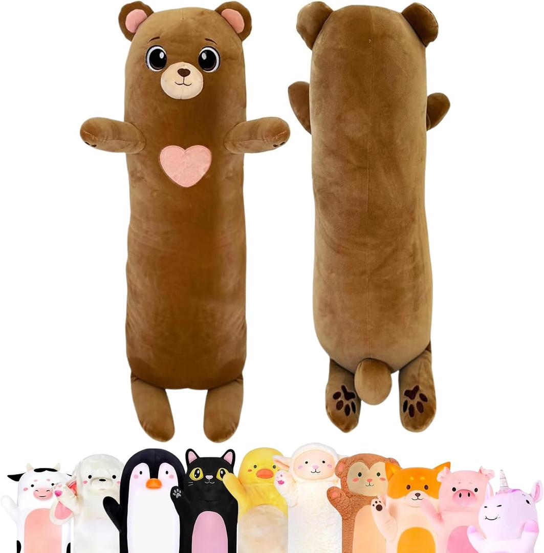 Cuddle Paws Bear Plush Body Pillow for Kids | Long Stuffed Animal Cuddle Pillow | Soft Hugging Toy | Plushie Gift for Girls & Boys | Long Plush Body Pillow for Sleep & Comfort | Large, 47 Inches