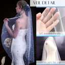 1 Tier Long Pearl Wedding Veil Bride Veil For Bachelorette Party Bride To Be Headband With Comb (Chapel length veil(300cm/118 inches), White)