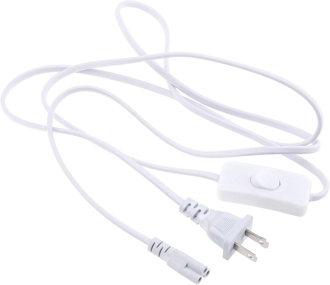 RTNLIT T5 T8 LED Wire Connector Power Cord, 6Ft 3Pin LED Light Fixture Extension Cable with On/Off Switch, US Molded Plug Supply Connection Line for Integrated Lamp Tube