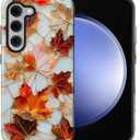 ZHEGAILIAN Case Compatible with Samsung Galaxy S23,Maple Fall Leaves Aesthetic Stained Glass Design Phone Case,Hybrid 2-Layer Hard Shell for Girl Boy Women Men