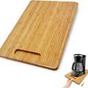 Bamboo Appliance Sliders for Kitchen Appliances, Sliding Tray with Silent Rubber Wheels for Coffee Maker, Kitchen Countertop Appliance Rolling Tray (Medium 9.5" x 13.8")