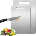 2 Pack Titanium Cutting Board,100% Pure Titanium Cutting Boards For Kitche,Easy to clean, Double-sided food-grade Cutting Board For Cutting Meats, Fruits And Vegetables,M+L