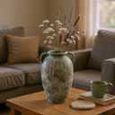 10.7 Inch Mini Retro Clay Vase, Small Rustic Tabletop Ornament, Matte Multi-Color Finish, Waterproof Slim Mouth, for Bathroom Window Sill Bedroom Shelf