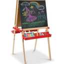 Melissa & Doug Deluxe Magnetic Standing Art Easel with Chalkboard, Dry-Erase Board, and 39 Letter and Number Magnets - FSC Certified
