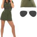 fun shack Womens Fighter Pilot Costume, Flight Attendant Costumes Women, Halloween Costume Women, Pilot Costumes Womans (Small)