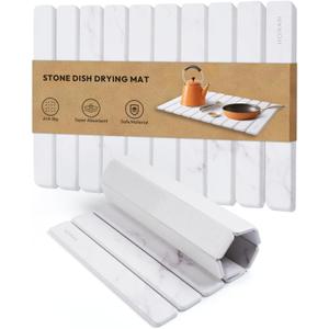 Stone Drying Mat for Kitchen Counter, 24"(L)16"(W), Drying Matt Kitchen Counter, Stone Dish Drying Mat, Foldable Diatomaceous Earth Mat