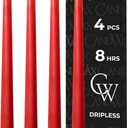 CANDWAX 10 inch Red Taper Candles Set of 4 - Unscented Smokeless Dripless Long Burning Candlesticks - Perfect as Taper Candlesticks for Dinner or Holiday Home Decor - Red Candle Sticks