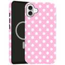 Case Compatible with iPhone 16 Pro Max,[Compatible with MagSafe] Polka Dot Pattern Aesthetic Design Phone Case for Girl Women Boy Men,Dual-Layer Fashion Design Pink