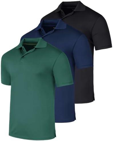 Real Essentials: Men's Short Sleeve Golf Polo Casual Workout Sports Cool Moisture Wicking Collared Shirt ,Medium