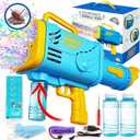 Fully Automatic Bubble Machine Gun - No Dip Bubble Gun Blaster for Kids Ages 4-8 and Adults with 3 Powerfull Fans - 5000 Bubbles per Minute - Best Gift for Birthdays and Party Favors (Blue)