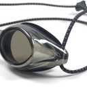 Anti Fog Racing Swimming Goggles with Quick Adjust Bungee Strap (Universal Fit, Black Mirror)