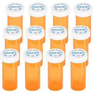 Plastic Medicine Pill Bottles with Child Resistant Caps - Push Down and Turn - Prescription Vial, Medicine Container, Pill Cases Dispenser Organizers (12pcs, 6 Dram)