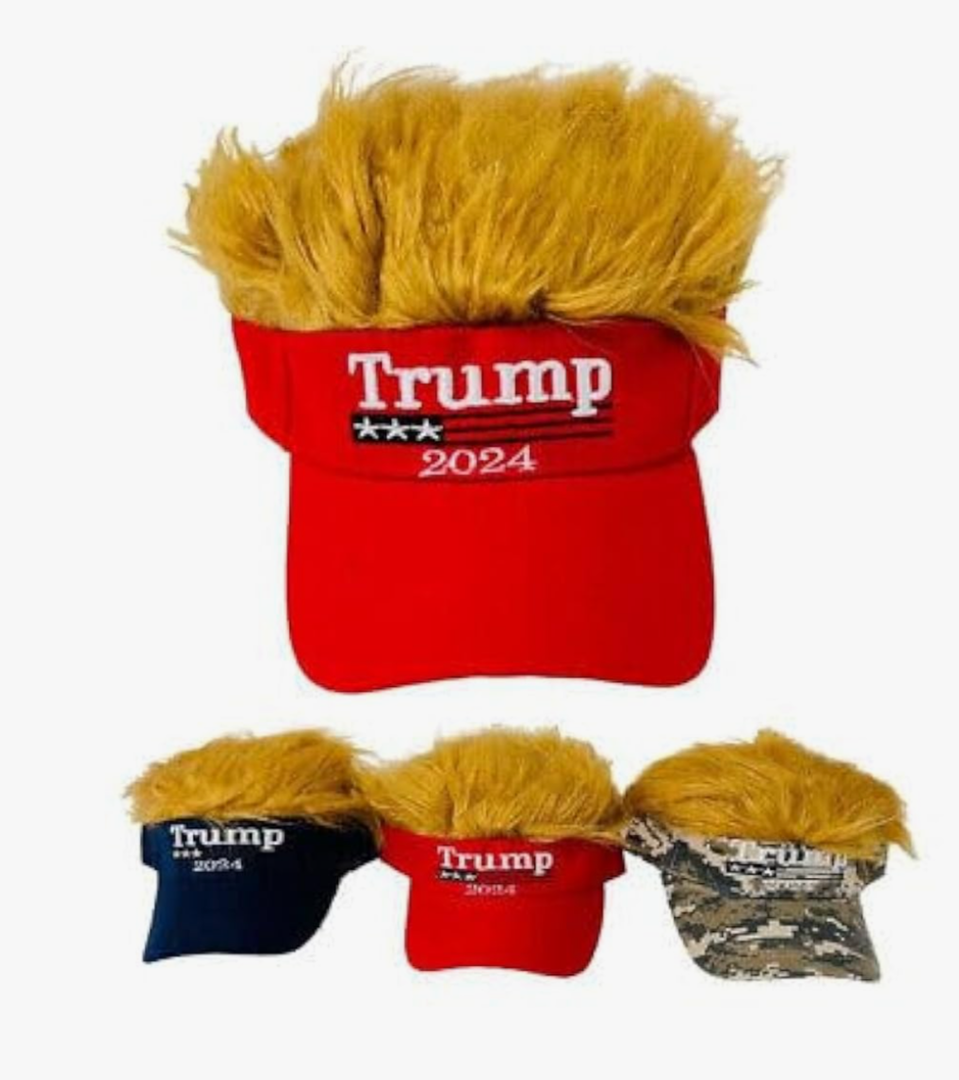 Trump 2024 Trump Hair MAGA Embroidered Visor HAT Cap (RED)